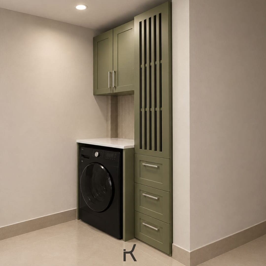 Mueble de lavado en verde olivo