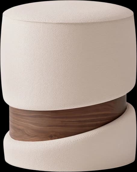 Ottoman tapizado con banda de madera