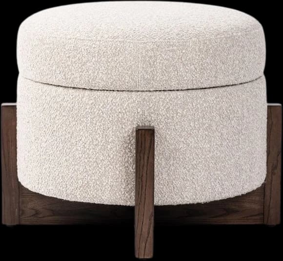 Ottoman Arlo: bouclé sobre base de madera en cruz