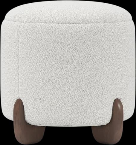 Ottoman Nodo: bouclé blanco con patas de madera