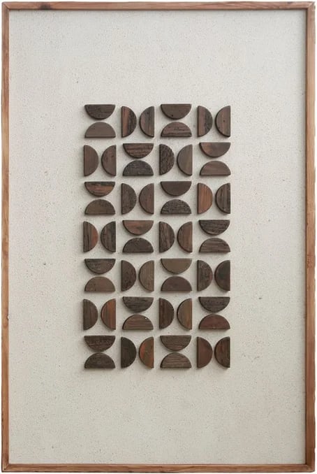 Cuadro de madera con relieve geométrico